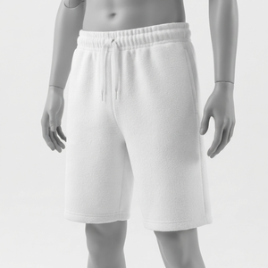 Pantalones Cortos Bermuda de Algodón Blancos para Hombre, Cintura con Cordón, Color Sólido, Estilo Casual, Talle Medio, Tejido de Punto Transpirable, con Bolsillos - Product Image 1