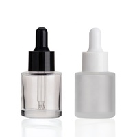 Silinder Pengiriman Cepat 20Ml Bahu Datar Batal Frosted Serum Minyak Esensial Botol Penetes Kaca