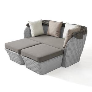Modern Leisure Patio Garden Wicker Day Bed Sunbed <strong>Outdoor</strong> Poolside Rattan Chaise Lounge Aluminum <strong>Daybed</strong> <strong>with</strong> <strong>Canopy</strong> - Product Image 5