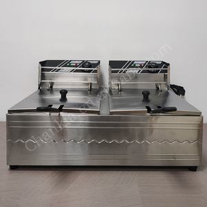12L <span class=keywords><strong>Double</strong></span> Réservoirs Commercial En Acier Inoxydable <span class=keywords><strong>Friteuse</strong></span> À <span class=keywords><strong>Huile</strong></span> Électrique Haut Fourneau <span class=keywords><strong>Friteuse</strong></span> Pour Hôtel Poulet Frit Restaurant - Product Image 2