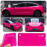 Vente chaude 1.52x17 mètres mat brillant métallisé peinture rose série voiture vinyle Film PET couleur carte échantillon pistolet sec/pas de bulles d'air