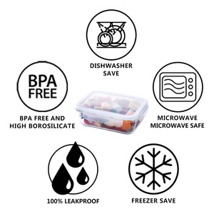 Oem cao Borosilicate kín tủ đông tủ lạnh thủy tinh đựng thức ăn nhà bếp thực phẩm chuẩn bị lưu trữ bữa ăn chuẩn bị container với khóa nắp - Product Image 5