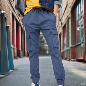 Pantalones Cargo de Alta Calidad Hechos a Medida, Ecológicos, Transpirables, Teñidos, Ligeros, de Lona, con Múltiples Bolsillos, Cintura Media, Corte Holgado - Product Image 2