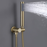 Mitigeur de douche mural encastré chaud/froid en or mat pour salle de bain avec pommeau de douche pluie
