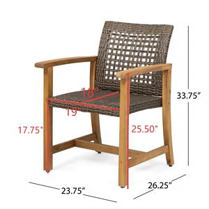 5-Piece Modern Design Water Resistant Patio <b>Dining</b> Set 63" Slatted <b>Table</b> & 4 Acacia Wood & PE <b>Rattan</b> Chairs for Patio Garden - Product Image 4