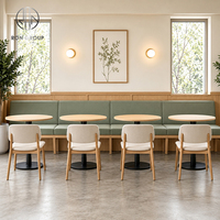 Ensemble de meubles de restaurant Ron Group, table ronde en bois avec base en métal, chaise en tissu, banquette rembourrée confortable