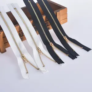 Wholesale Jeans Zip Metal Zipper Brass Light Gold Nylon Zipper Detachable Metal Zipper For Pants Bags