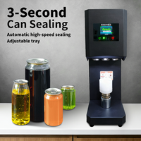 Machine de scellage rotative automatique commerciale haute vitesse pour canettes, avec plateau manuel pour canettes en plastique de boissons et aliments (thé au lait, soda)