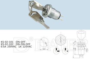 0.5A 250VAC 1A 125VAC 12MM電気金属キーロックスイッチ2位置オンオフキースイッチロック両方の位置に引っ張られた - Product Image 6