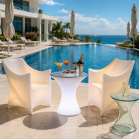Meubles de bar d'extérieur modernes à LED lumineux, table basse et chaises lumineuses réglables en 16 couleurs pour hôtel, patio, fêtes et événements