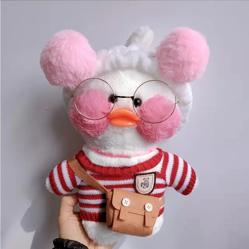 Hot Sale Kawaii Cute Lalafanfan Cafe Duck With Cloth Plush Toy Stuffed Animal Soft Doll Pillow Creative Birthday Gift