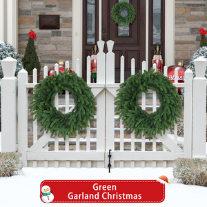 Guirlande de Noël artificielle en rotin vert de 30/40/50/60 cm pour décoration murale extérieure et intérieure - Product Image 4