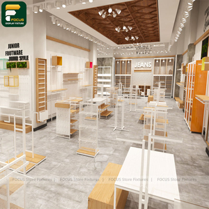 Étagère murale de présentation pour vêtements de boutique de mode sur mesure, comptoir de caisse, éclairage et miroir - Product Image 4