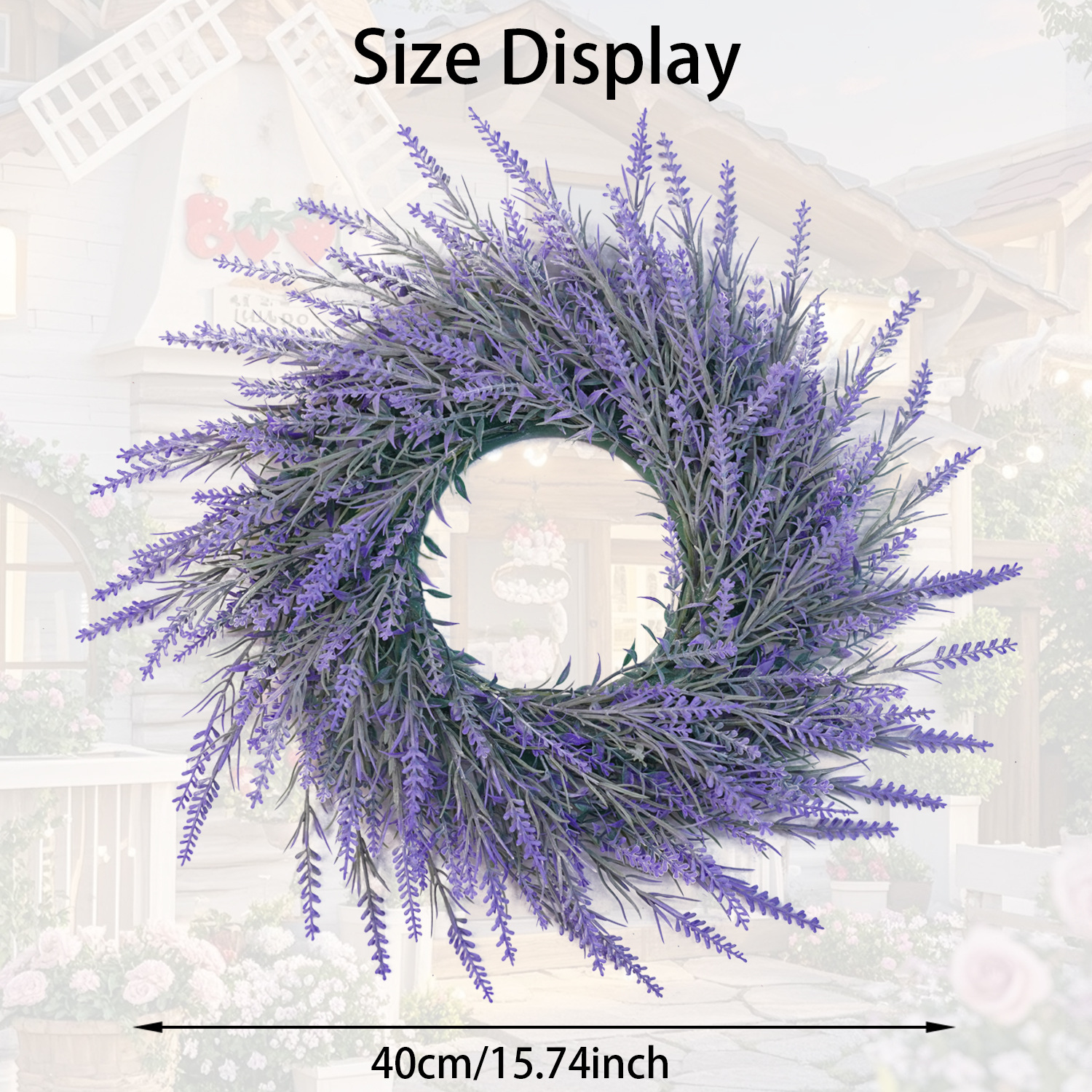 Couronne de lavande givrée de 40 cm