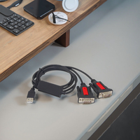Kabel Adaptor Serial USB 2.0 RS232 Konektor Ganda DB9 Male Tembaga Berlapis Timah dengan Pelindung PVC Berjalin