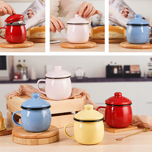Nouveauté OEM vente en gros, bricolage OEM, logo personnalisé, tasses à café en acier émaillé personnalisées avec ventre de tambour en vrac - Product Image 2