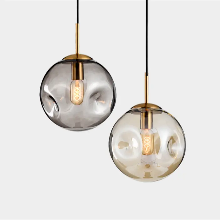 living dining room fancy modern sphere simple restaurant globe round amber smoky glass contemporary ball pendant light