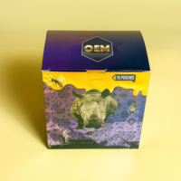 Boîtes en carton rigide de luxe personnalisées 2026 avec logo pour Rhino 69 VIP Honey, revêtement UV, gaufrage, emballages de café et de chocolat, vente en gros