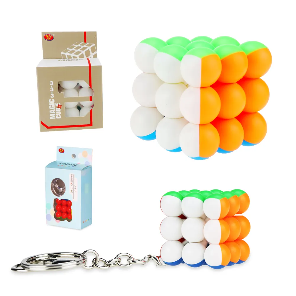 3*3 Magic Cube Plastik Puzzle Mainan Lingkaran Bola Magic Cube Keychain Mainan Pendidikan untuk Anak-anak