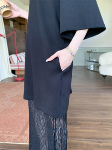 Haute qualité coréen plaine Maxi <span class=keywords><strong>robe</strong></span> surdimensionné longs <span class=keywords><strong>t</strong></span>-shirts décontracté é<span class=keywords><strong>t</strong></span>é Sexy plaine Patchwork dentelle <span class=keywords><strong>t</strong></span>-<span class=keywords><strong>shirt</strong></span> robes pour les femmes - Product Image 6