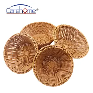 Factory Wholesale Graceful Woven Round PP Rattan Plastic Bread Small Storage Fruit Basket
