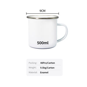 Tazze smaltate personalizzate da 500 ml di alta qualità, disponibili in Spagna, materiale per trasferimento a caldo, tazze bianche per sublimazione, per vendita all'ingrosso. - Product Image 2