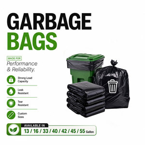 Sacs poubelles noirs robustes en plastique avec soufflets latéraux pour les déchets ménagers, les couches et les ordures, pour usage industriel - Product Image 1