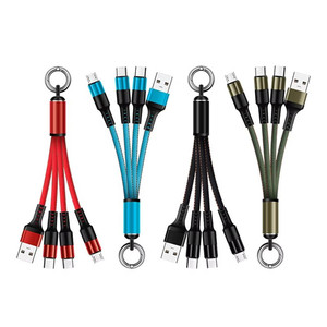 Llavero Tipo C Cable DE DATOS Logotipo personalizado Teléfono móvil Universal Nylon trenzado 3 en 1 Cable de carga <span class=keywords><strong>USB</strong></span> - Product Image 1