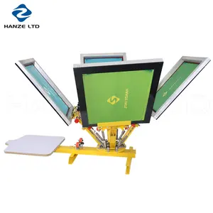 Máquina de serigrafia manual rotativa de mesa para camisetas, 4 cores e 1 estação, à venda