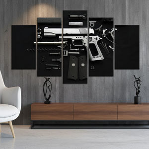 Printed <b>Canvas</b>: Disassembled Gun <b>Wall</b> <b>Art</b>, Modern Industrial Decor,SET OF 5 MIX <b>CANVAS</b> - Product Image 3
