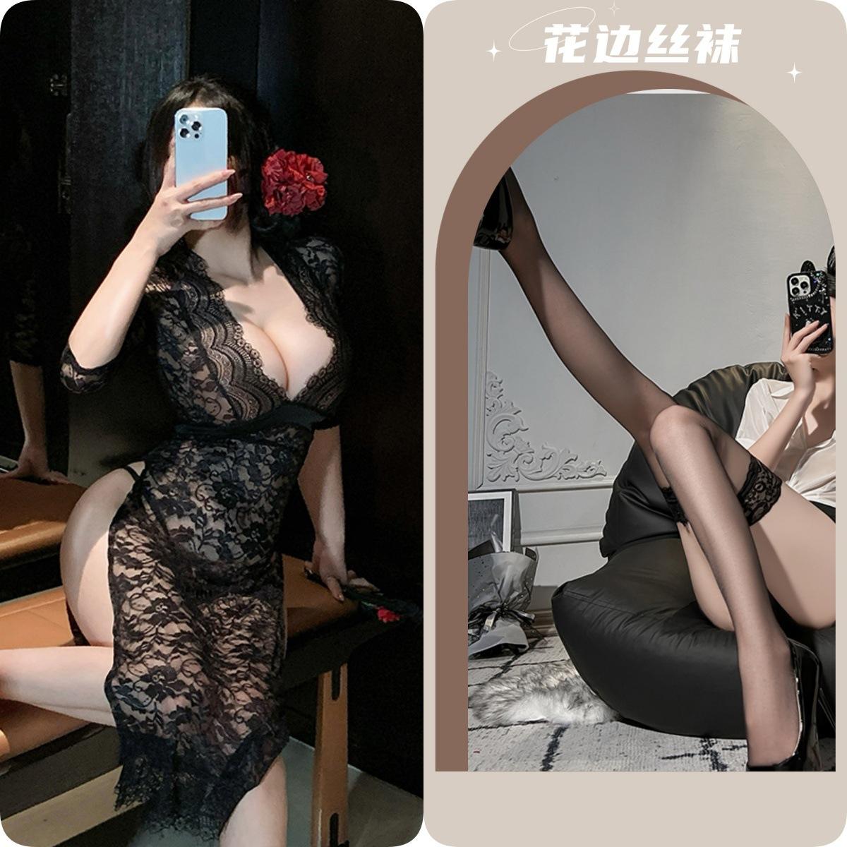 Black long skirt + T pants + black stockings