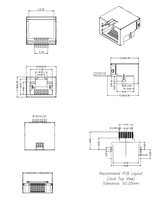Connecteur Ethernet RJ45 à montage central, 4.2MM, Type SMD, connecteur femelle RJ45