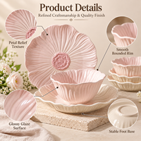 Service de vaisselle en céramique, assiettes pour usage domestique, nouveau modèle 2026, finition mate rose/jaune, peinture artisanale, cadeau pour célébration de mariage