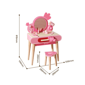 Table de <span class=keywords><strong>Maquillage</strong></span> en Bois pour Enfants, Jouet de Simulation Princesse, Coiffeuse avec Accessoires de Beauté, Jeu <span class=keywords><strong>d</strong></span>'<span class=keywords><strong>habillage</strong></span> pour Filles - Product Image 6