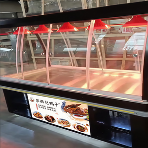 Comptoir de <span class=keywords><strong>buffet</strong></span> réfrigéré à refroidissement par air à façade ouverte avec système d'étagères coulissantes et éclairage supplémentaire pour l'affichage des ingrédients de fondue - Product Image 5