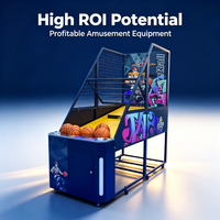 Machine de tir au basket à monnayeur avec panneau de scores LED à cadre métallique robuste, graphiques flamboyants, 110V 240V, direct usine