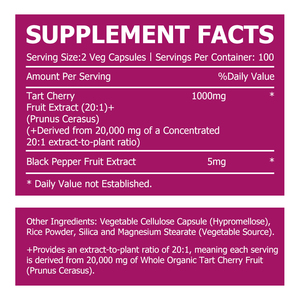 Private Label Tart Cherry Extract Capsules Organic Fruit 20:1 Extract Ratio Joint Comfort Support Dietary <b>supplement</b> - Product Image 2