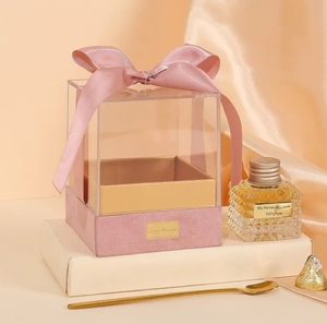 Caja de regalo de mano cuadrada, caja de regalo de lazo transparente, caja de Navidad acrílica, recuerdos de boda, galleta, Muffin, cinta, caja de cartón - Product Image 4