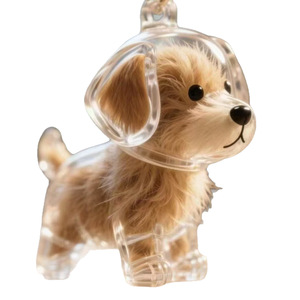 Porte-clés capsule transparente pour chien, en plastique, style dessin animé, breloque souvenir de collection, design respirant - Product Image 5