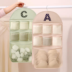 Bolsa de almacenamiento de ropa interior Beilian para montar en la pared, tipo gancho verde, organizador de ropa de tela no tejida para uso en dormitorios y hogares. - Product Image 1