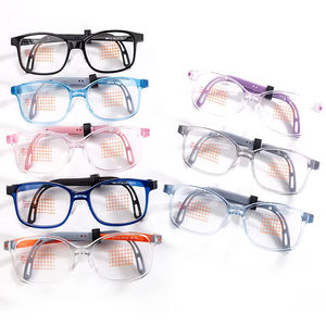 새로운 유행 유연한 경첩 사원 안전 안경 기하학적 패턴 실리콘 TR90 어린이 블루 안티 라이트 안경 프레임 - Product Image 2