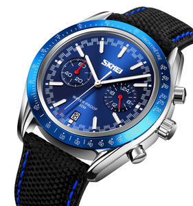 <span class=keywords><strong>Montre</strong></span> à quartz SKMEI 9292 avec bracelet en cuir, double fuseau horaire et chronomètre - Product Image 3