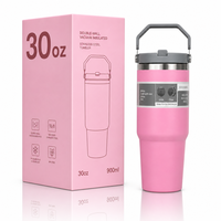 Gobelet de voyage isotherme en acier inoxydable à double paroi avec poignée, personnalisable avec logo, 20 oz et 30 oz