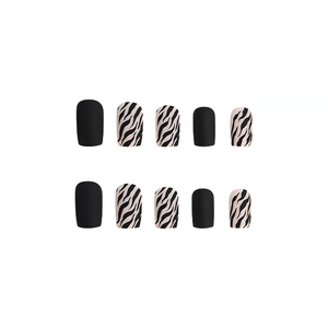 Oferta Especial: 24 <span class=keywords><strong>Uñas</strong></span> Postizas <span class=keywords><strong>Negras</strong></span> Nude <span class=keywords><strong>con</strong></span> Diseño Impreso, Estilo Ins, <span class=keywords><strong>Uñas</strong></span> a Presión <span class=keywords><strong>con</strong></span> Pegamento para Dedos, Elegantes - Product Image 3
