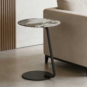 <span class=keywords><strong>KENO</strong></span> DOJII Mesa Auxiliar Portátil Ligera con Patrón de Mármol Blanco y Negro de <span class=keywords><strong>50</strong></span> cm con Marco Negro - Product Image 1