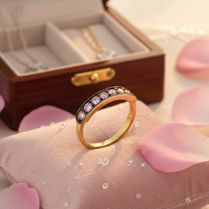 Pink Zircon Shiny <b>CZ</b> Stone Band <b>Ring</b> Handmade Turkish Wholesale Elegant Simple 925 Sterling Silver Jewelry - Product Image 3