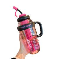 Botella de Plástico para Café de 1200 ml al por Mayor de Fábrica, Linda Taza de Gran Capacidad con Pajita y Filtro de Té, Termo