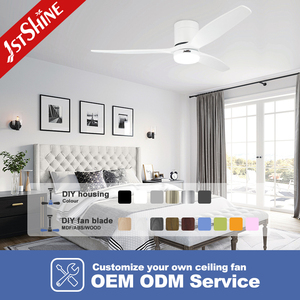 1stshine LED ventilatore da soffitto moda bianco lama in legno telecomando 6 velocità a filo montato ventilatore da soffitto con luce a LED - Product Image 4