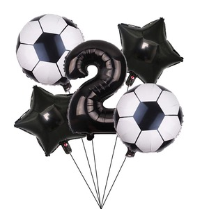 Ballons de football, de basket-ball, noirs et rouges, chiffres d'anniversaire, ballons en film d'aluminium, décoration de fête pour le 1er anniversaire des enfants - Product Image 3
