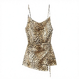 Débardeur Femme Été 2026 Nouvelle Collection Imprimé Animal avec Rubans Courts et Dos Nu Style Vintage - Product Image 3